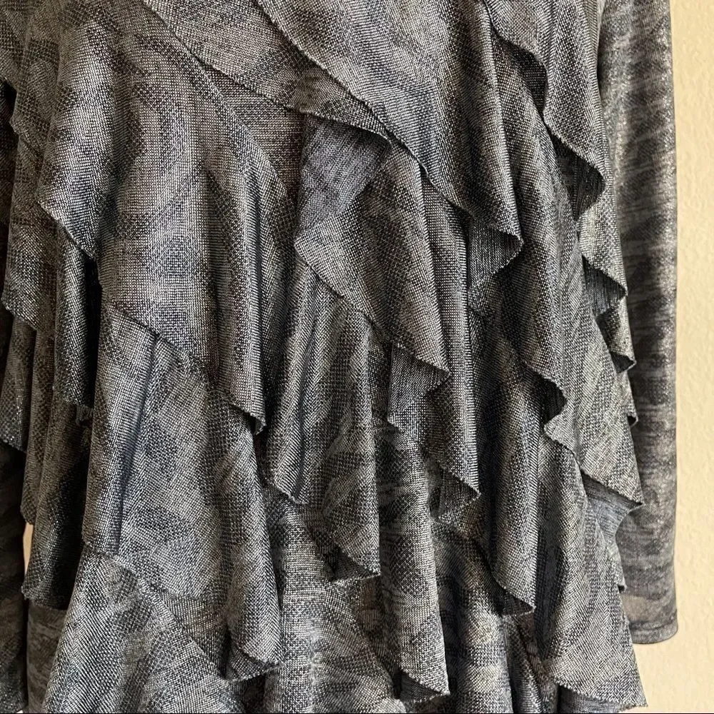 Elementz Blue Ruffle Front Top, Medium‎ - Picture 3 of 11